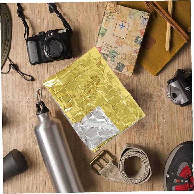 10pcs Outdoor Emergency Thermal Blankets Windproof Sun Protection Insulation for Camping Marathon Rescue First Aid