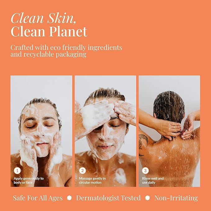 Refreshing Citrus Bath & Body Wash, 8 oz – Hypoallergenic, Vegan with Glycerin & Prebiotics Gentle, pH-Balanced Cleanser for Dry & Delicate Skin (8 oz)