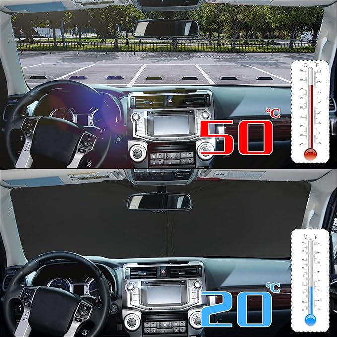 D-Lumina Windshield Sunshade - Compatible with Freightliner Sprinter & Mercedes Benz Sprinter Cargo, Crew, Passenger Motorhome 2007-2025 - Foldable Front Window Sun Protector, Sunshade, Heat Shield