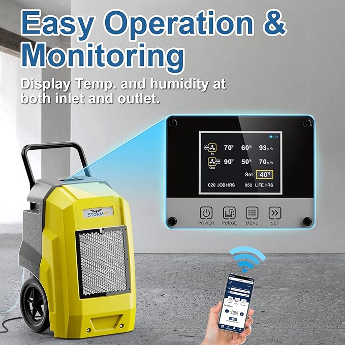 AlorAir 180 Pints Commercial Dehumidifier with Pump Drain Hose, Smart Wi-Fi Dehumidifier for Large Basement, Industrial or Commercial Space, Smart Wi-Fi, 5 Years Limited Warranty