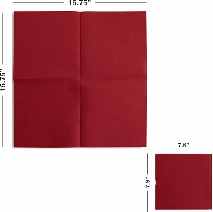 Linen-Feel Colored Paper Napkins - Decortive Cloth-Like BURGUNDY Luncheon Napkins - Soft And Absorbent. For Kitchen, Party, Wedding, Dinner Or Any Occasion. (Pack of 50)