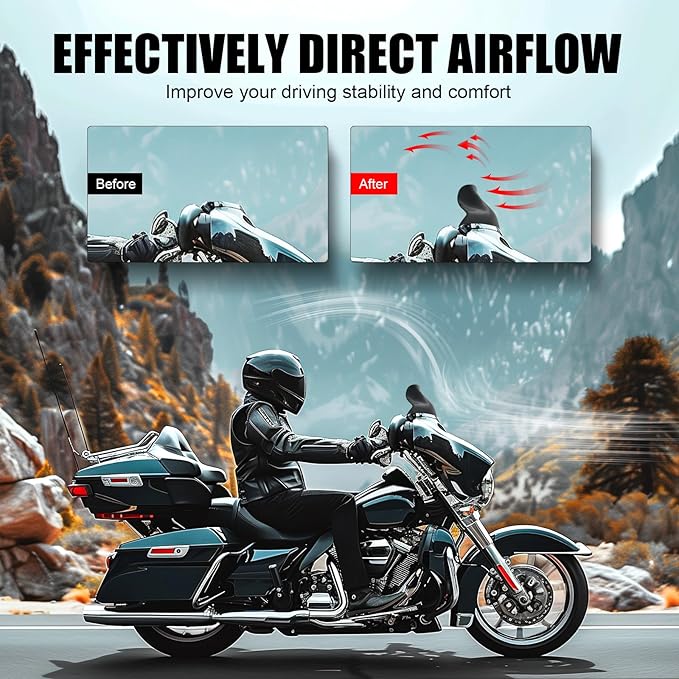 JMTBNO Black 7" Motorcycle Wave Windshield Windscreen Compatible for 2014-2024 Harley Davidson Touring Street Glide/Electra Glide/Ultra Limited/Tri Glide FLHT FLHX FLHXS FLHTK
