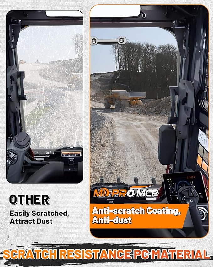 MDPROMCP Track Loader Door Glass Windshield Compatible with Kubota Skidsteer SVL65 SVL75 SVL90 SVL95 SVL97,Skidsteer Windshield Replacement for V0621-34520-12PC (Scratch Proof PC Material Heavy Duty)