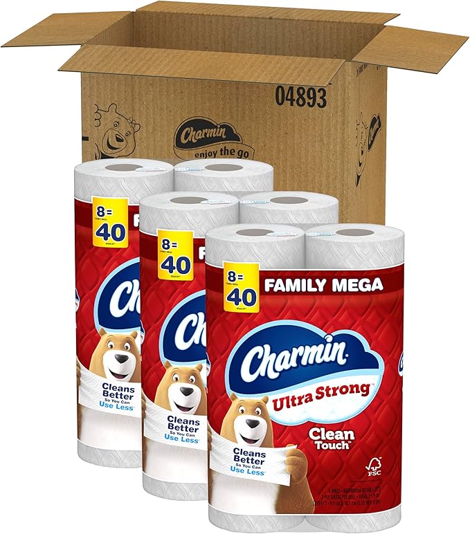 Charmin Ultra Strong Clean Touch Toilet Paper, 24 Family Mega Rolls = 120 Regular Rolls (Packaging May Vary)