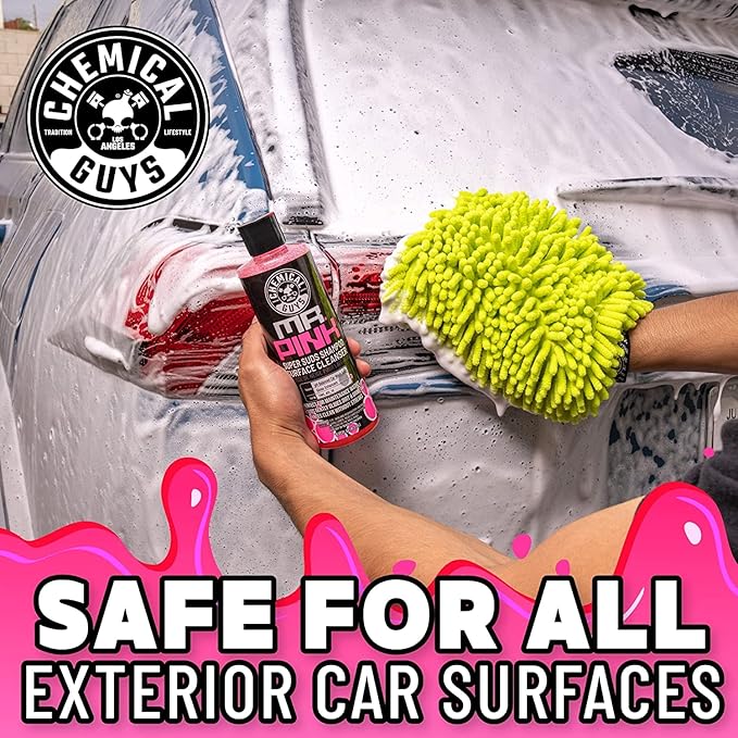 Chemical Guys Mr. Pink Foaming Car Wash Soap, High-Suds pH-Balanced Car Shampoo, Safe for Wax & Sealants, Works with Foam Cannons & Bucket Wash, Safe on All Paint Finishes, 16 oz, Candy Scent