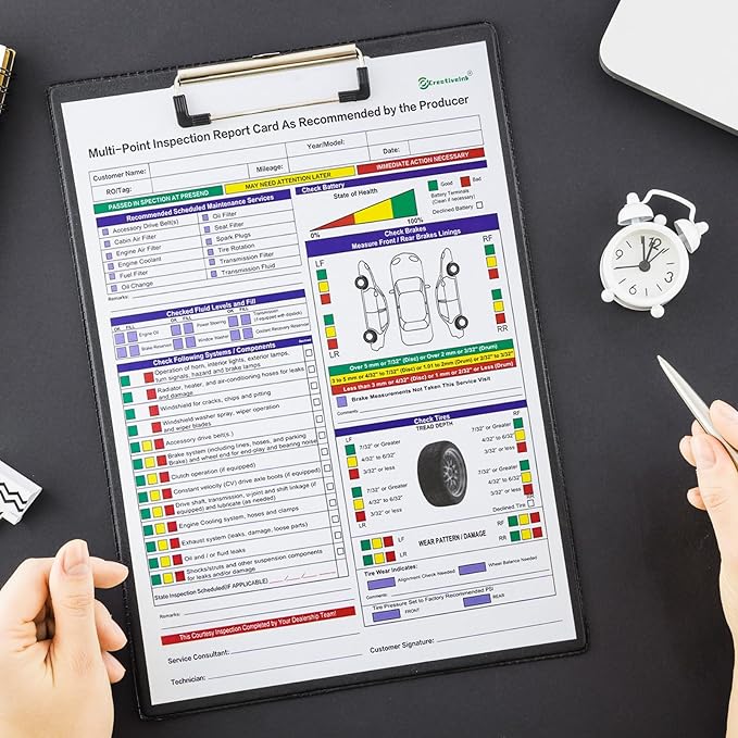 200 Sets Multi-Point Automotive/Vehicle Inspection Report Forms 2-ply Carbonless for Any Make of Vehicle, Inspection Checklist, DOT Compliant, 8-1/2 x 11-3/4”