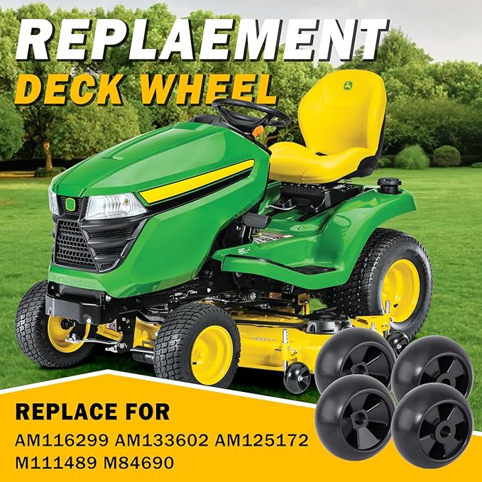 Lawn Mower Deck Wheels 4 Pack 5" Anti Scalp Deck Wheels Kit Replace for John Deere AM116299 AM125172 AM133602 M111489 Replace for MTD 734-04039 753-04856 734-3058