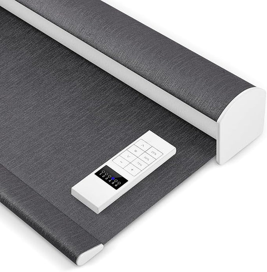 Zshine Motorized Blackout Window Blinds Customize Width (23-95 Inches) Remote Control Wireless and Rechargeable Roller Shades Blinds for Windows, Home, Office, Hotel, Club, Restaurant(82164E)
