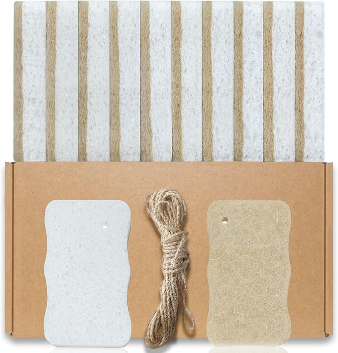 Kitchen Biodegradable Reusable Non Scratch Natural Cellulose Cleaning Sponge, Piece of 15