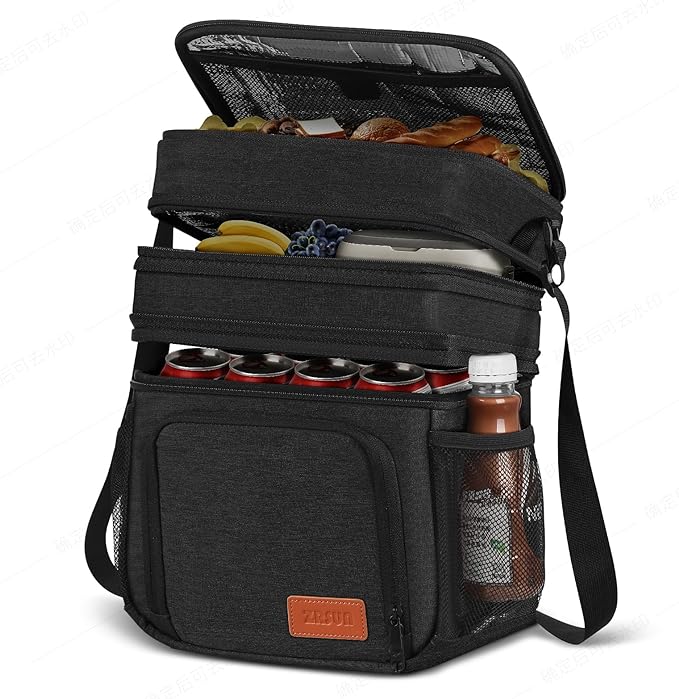 Insulated Lunch Bag for Women Men, Reusable 3 Layers Lunch Box Women, Expandable Reusable Water-resistant Lunch Box for Work Travel Office Picnic Hiking