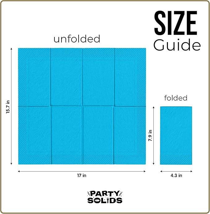 Turquoise Dinner Napkins Disposable 8" x 4" Folded - 40 Pcs 2 Ply Turquoise Napkins Disposable Paper Guest Towels for Bathrooms, Dinners, Everyday Parties & Party Supplies