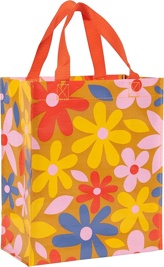 Blue Q Groovy Flower Handy Tote from Reusable lunch sack, little gift bag, easy-to-wipe-clean, 95% recycled material, 10" h x 8.5" w x 4.5" d