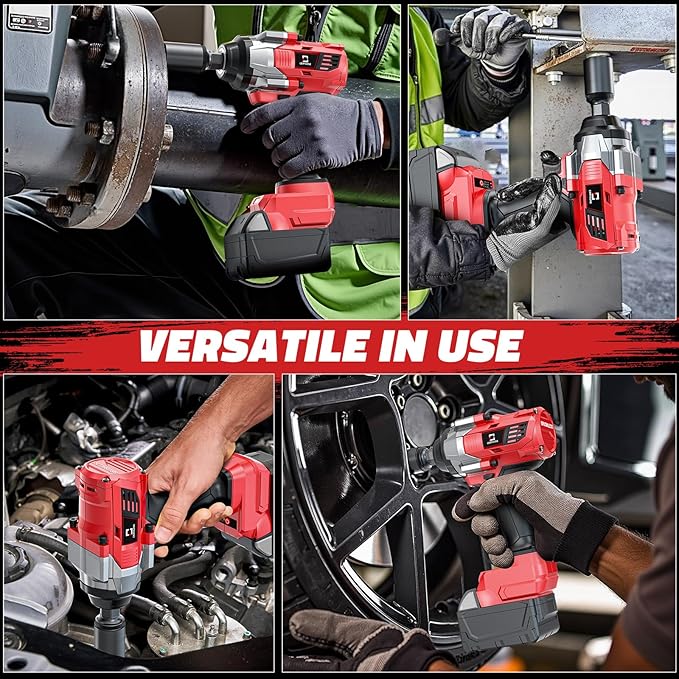 Cordless Impact Wrench 1/2 inch Compatible with Milwaukee 18v Battery Brushless High Torque Impact Driver Gun with 1000 Ft-lbs Torque, LED Work Light, Ergonomic Design Heavy-Duty