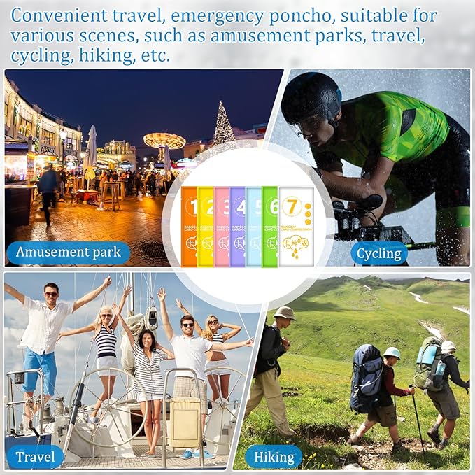 49/98 Pcs Disposable Rain Ponchos for Adults with Padded Drawstring Hoods and Pockets, Suitable for Emergency