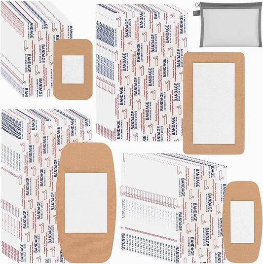 100 Pcs Flexible Fabric Adhesive Pads Bandages Variety Pack – 4 Sizes Extra Large Bandaids for First Aid and Wound Care, Minor Cuts & Scrapes Protection, Cushion Painful Wounds