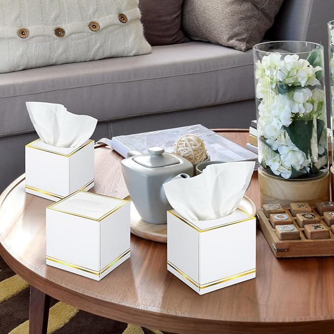 12 Pack Facial Tissues Cube Boxes Face Box 600 Sheets 3 ply Soft Paper Square Tissues Bulk for Car Pocket Toilet Household Bedroom Family(White)