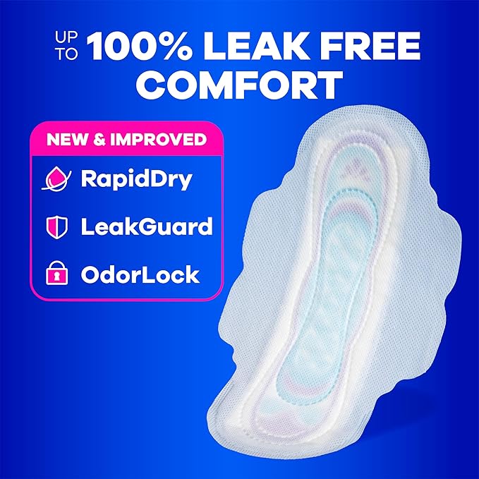 Always Ultra Thin Pads with Wings, Size 2, Long Super, 58 Count