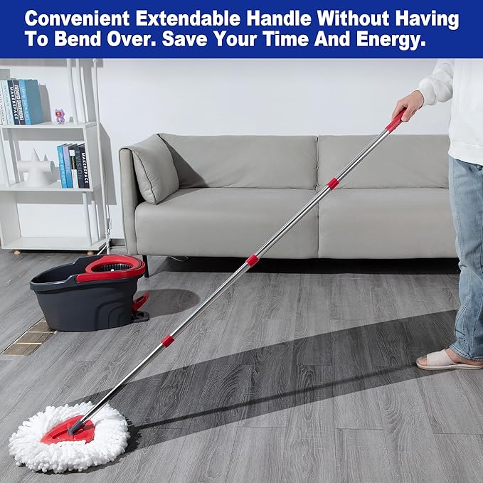 Mop Replacement Handle Compatible with Ocedar Mop Head and Broom, 4-Section 30" to 58" Spin Mop Stick Compatible with O Cedar Mop Replace Base (Mop Base&Refill not Included)