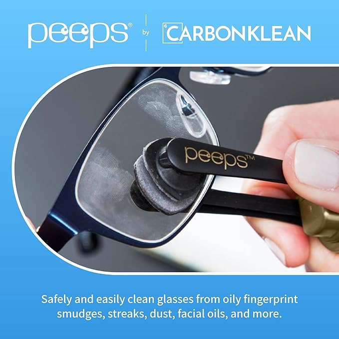 CarbonKlean Peeps Glasses Cleaner - for Eyeglasses, Reading Glasses, and More - Lens Cleaner with Carbon Microfiber Tech - Electroplated Gold - 3 Count