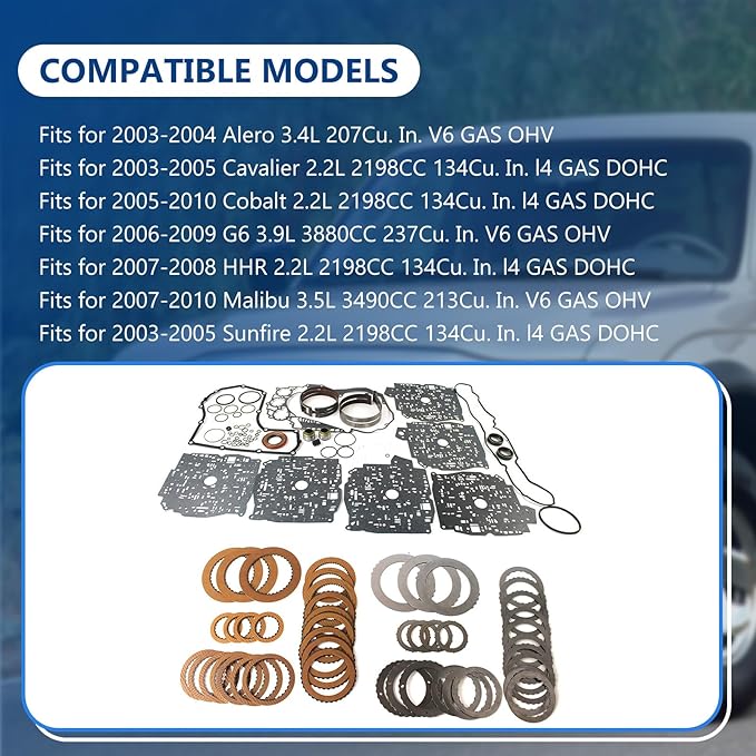 4T40E 4T45E Transmission Master Overhaul Rebuild Kit Transmission Rebuild Kit Fits for 2007-2010 Malibu 3.5L, Fits for 2005-2010 Cobalt 2.2L, Replace OE 14006APW 14004APW