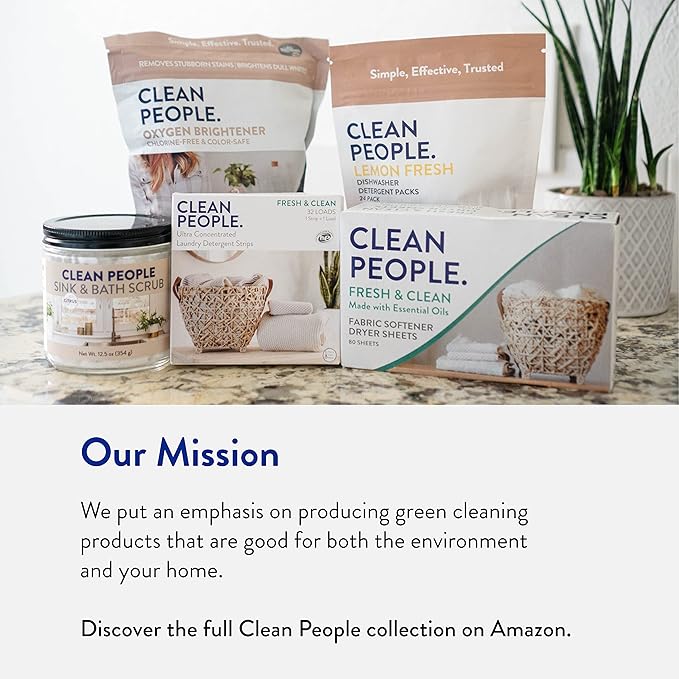 The Clean People Laundry Detergent Pods - Hypoallergenic Laundry Pods - Ultra Concentrated, Recyclable Packaging, Stain Fighting - Fresh Scent, 96 Pack