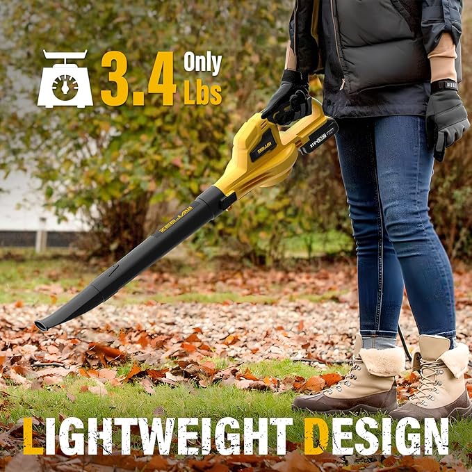 Cordless Leaf Blower, 21V Leaf Blowers Cordless with Battery and Charger, 150 MPH Electric Leaf Blower with 2-Speed Mode, Battery Leaf Blower for Lawn, Garden, Yard (2PCS Batteries)