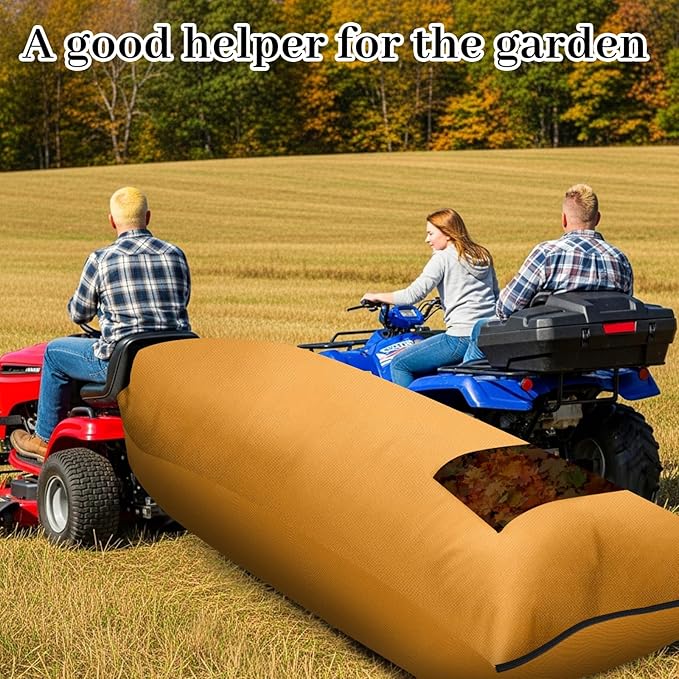 Patelai 2 Pcs 2025 New Lawn Tractor Leaf Bag 420d Grass Catcher Bag for Riding Lawn Mower, 78.7 x 52 Inch Large Capacity Grass Catcher for Leaf Collection Heavy Duty Material Collection(Beige Yellow)