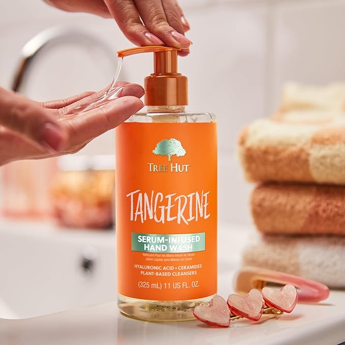 Tree Hut Tangerine Serum Infused Hand Wash, Nourish & Hydrate Hands with Strengthening Skin Care, Long Lasting Scent, Cleanse & Lock in Moisture, 11 fl oz. (Pack of 2)