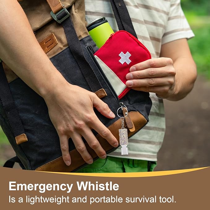 PATIKIL Emergency Whistle with Keychain, Bling Safety Survival Whistles Rescue Signaling Loud for Outdoor Camping Hiking Boating Hunting Fishing