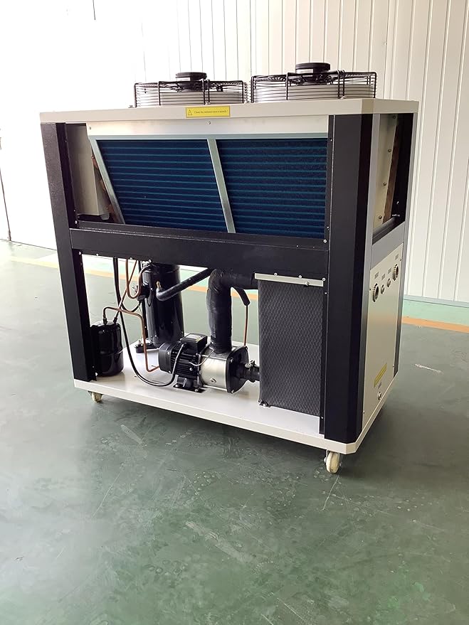 5HP Industrial Water Chiller, Air-Cooled Cold Water Machine with R407C Refrigerant, 60,736 BTU Cooling Capacity, 460V 3-Phase 60hz Precision Temperature Control, High Reliability