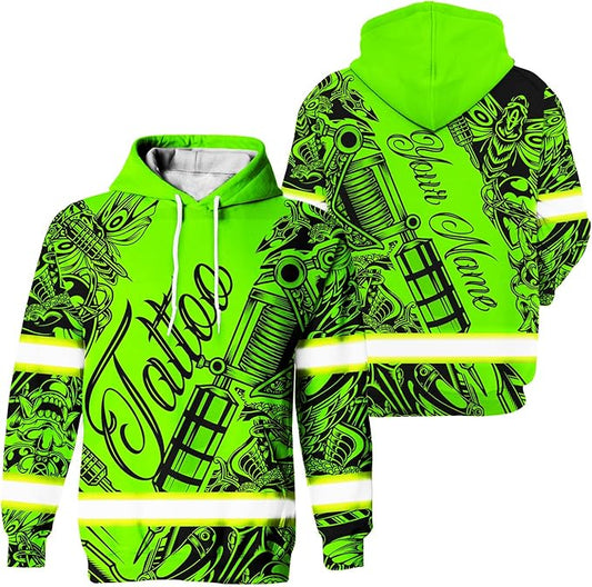 Matedecor High Visibility Hi Vis Hoodie for Men - Jobs Collection Custom Name Class 3 Reflective Safety Workwear