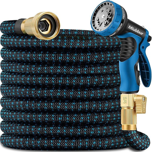 Expandable Garden Hose 200 ft - 2025 New Kink Free Flexible Water Hose 200ft with 10 Pattern Spray Nozzle, 3/4 Solid Brass Connectors, Retractable Latex Core - Lightweight Expanding Hose