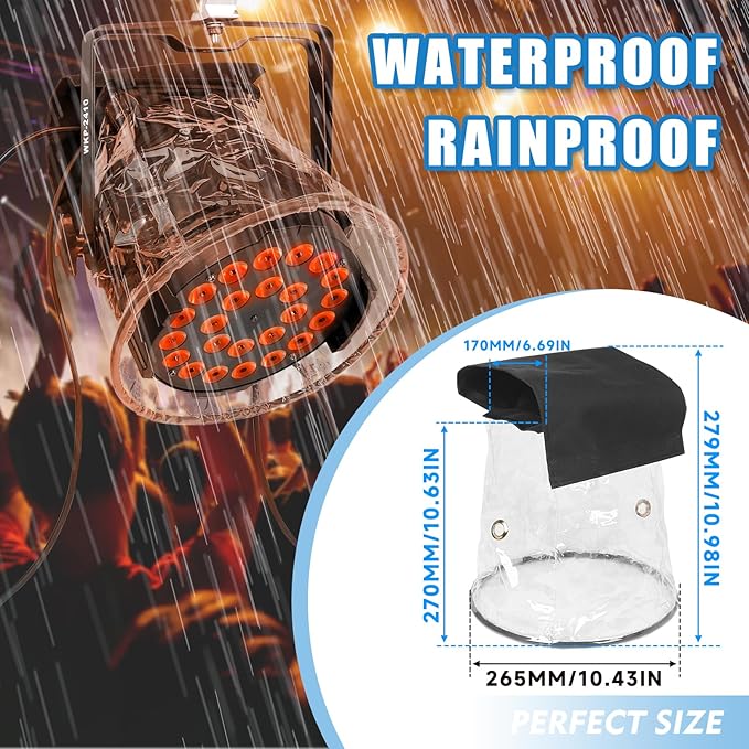 MAD OWL LED Par Light Rain Cover, Waterproof Outdoor Par Light Protection, Weather Shield for Stage Lighting, Hanging Mini LED Light Rainproof and Dustproof Accessories 4Pack transparent