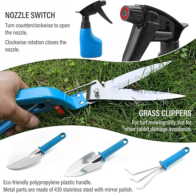 Gardening Tools Set, 10PCS Stainless Steel Gardening Planting Tools Gift Kit with Carrying Case, Trowel Rake Weeder Pruner Shears Sprayer Gardening Set