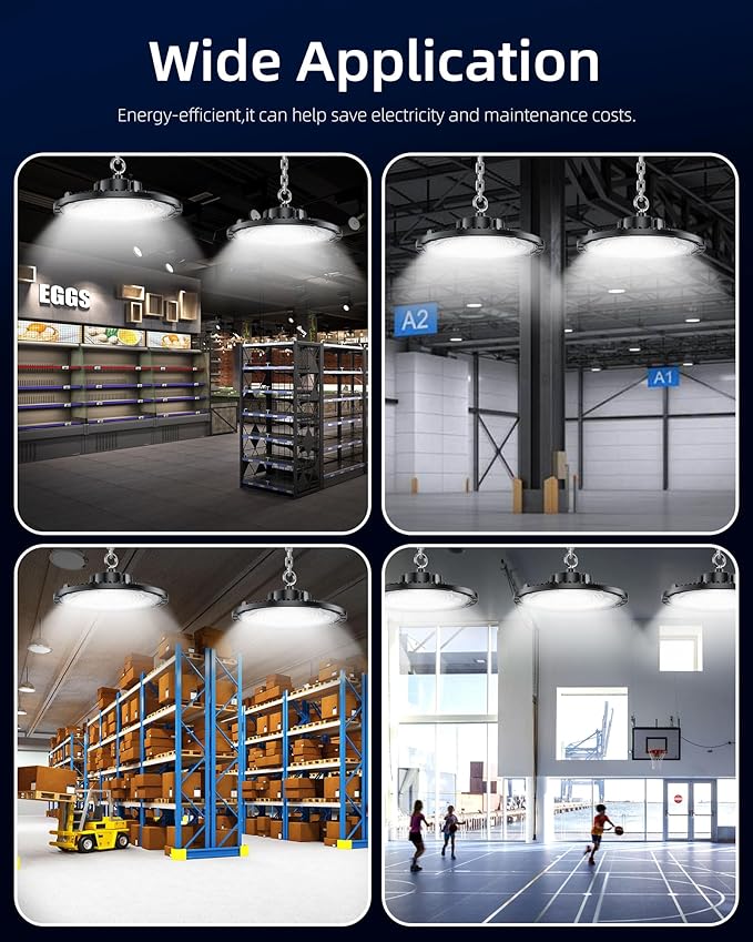 THELUX High Bay LED Shop Lights 200W Super High Bright 30000LM 5000K UFO LED High Bay Lights (Eqv1000w Mh/Hps/Hid) with US Hook Plug & 5' Cable for Warehouse Workshop Factory Barn Garage - 1PACK