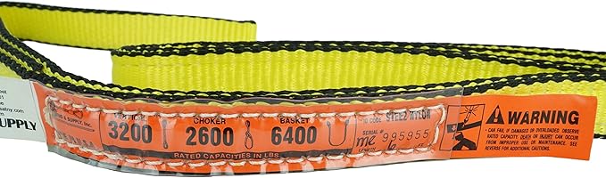 DD Sling (USA Made). 1" x 8', 2 Ply, Nylon Lifting Slings, Master Edge, Eye & Eye, Heavy Duty, 3,200 lbs Vertical, 2,600 Choker, 6,400 Basket Load Capacity (1" x 8')