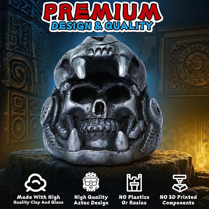Aztec Death Whistle - Skull Quetzalcoatl Design | 125+ dB Screaming War Whistle for Historical Reenactments, Halloween Scares & Collectors