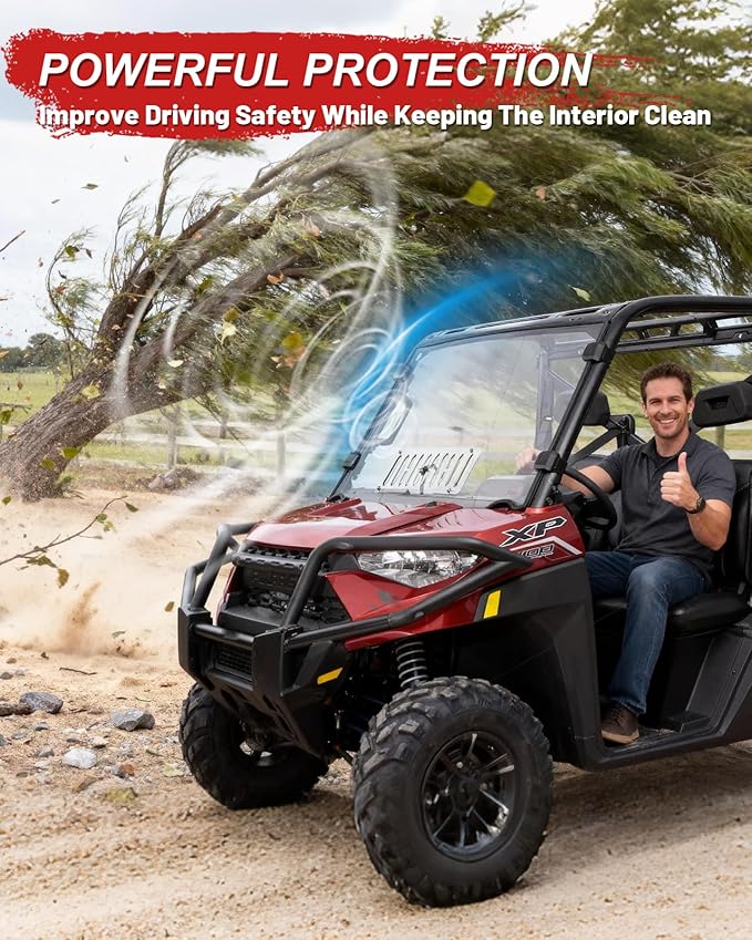 StarknightMT Ranger XP 1000 Vented Windshield, Ranger Front Full Windshield with Sliding Window Compatible with Polaris Ranger XP 1000/ Crew XP 1000 2017-2025, Ranger 1000/ Crew 1000 2020-2025