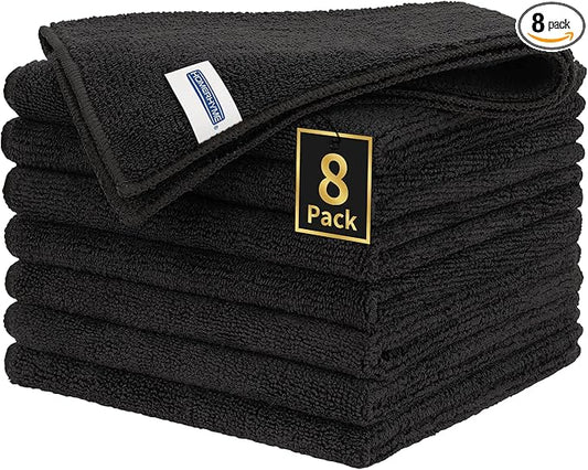 HOMERHYME Microfiber Cleaning Cloth, Premium 8 Pack Cleaning Towels, Lint-Free & Streak-Free Ultra Absorbent, 300GSM Reusable Microfiber Towel for Cars Shop Garage Home and Kitchen, 12.6" x 12.6"