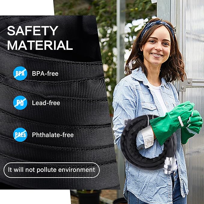 Garden Fabric Woven Hose 25ft,50ft Is A Lightweight Water Hose With A 5/8'' Flexible, Heavy-Duty Design And 3/4 Solid Fittings. This Hose Is Ideal For Lawns, Gardens, Plants, Car Washes (25ft)