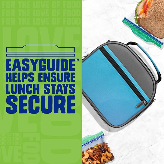Ziploc Sandwich and Snack Bags with EasyGuide Texture, Plastic Storage Bags with Grip 'n Seal Technology, 50 Bags Total