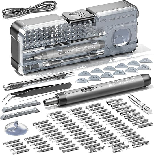 Mini Electric Screwdriver Set 88-IN-1: UnaMela Small Electric Screwdriver Cordless - 88 Precision Bits, LED Light, Magnetic Power Screwdriver Repair Tool Kit for PC RC Electronics