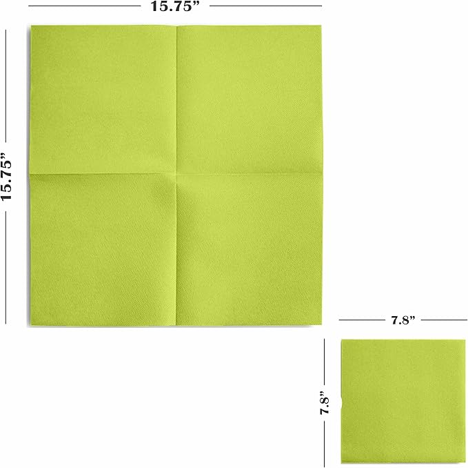 Linen-Feel Colored Paper Napkins - Decortive Cloth-Like KIWI Luncheon Napkins - Soft And Absorbent. For Kitchen, Party, Wedding, Dinner Or Any Occasion. (Pack of 50)