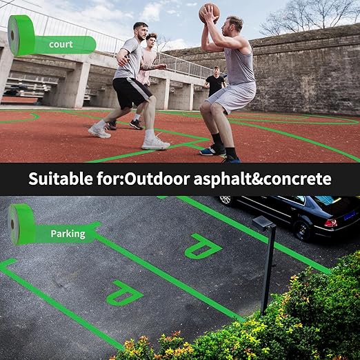Reflective Pavement Marking Tape Slip-Resistant and Durable, Heavy-Duty Rubber Base for Outdoor Applications, Perfect for Driveways, Walkways, and Parking Areas (Green, 2 Inch X 18 Feet)