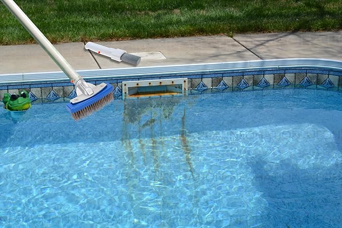 Pool Pumice Stone and 5 inch Stainless Steel Pool Brush Kit with EZ-Clip Handle to Reomve Erase Rust Stain Spot in Concrete Plaster Pool Spa and Calcium Deposit on Pool Tile, BPST01