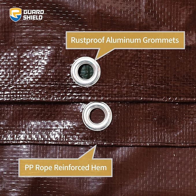 GUARD SHIELD Brown/Green Tarp 12x14 Feet Medium Duty Outdoor Waterproof Multi Purpose Poly Tarps Cover 7mil (2-Pack)