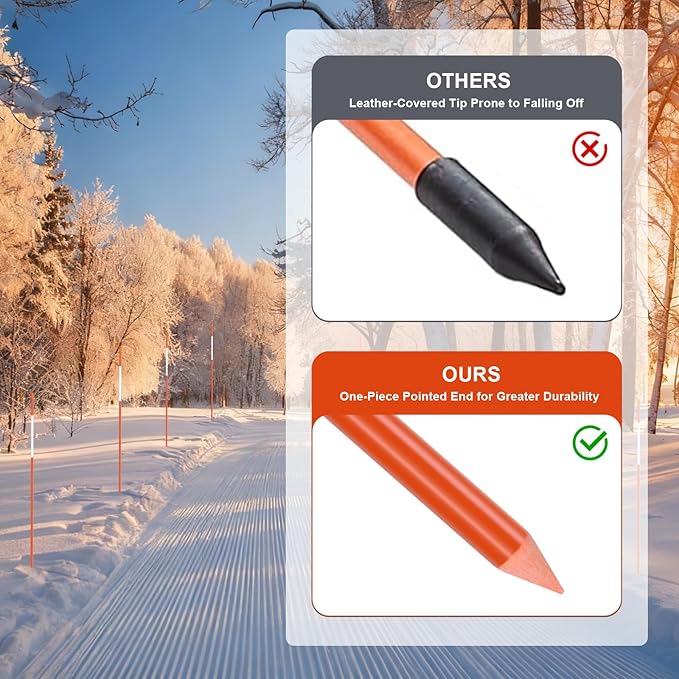 100PCS 48" X 0.25" Driveway Markers, 1/4 Inch Dia Reflective Driveway Poles, Orange Fiberglass Snow Stakes with Reflective Tape for Parking Lots, Walkways