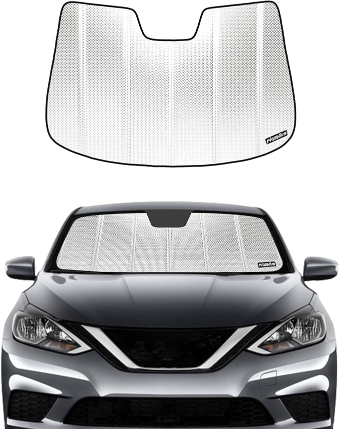 Windshield Sun Shade for 2013-2019 Nissan Sentra. Front Window Sunshade with Storage Bag