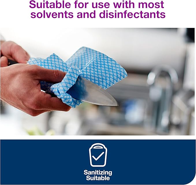Tork Foodservice Cleaning Towel Blue/White Self Dispensing, 1/4 Folded, 1 x 240 Cloths, 192181A
