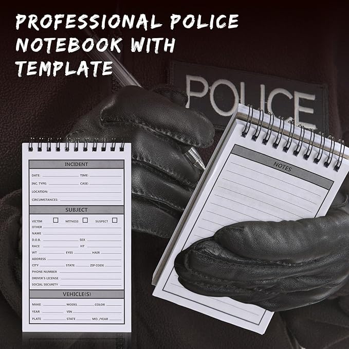 Teling 12 Pcs Public Safety Police Field Interview Notebook Report Notepad for Law Enforcement Officer Gifts Ticket Book Notebook Cop Interview Equipment Accessories, 70 Sheets/ 140 Pages(4x7 Inch)